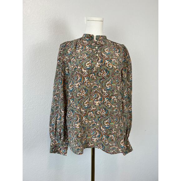 Vanessa Bruno Top Womens FR 38 US 6 Paisley Silk Blend Luxury Minimalist Preppy - Picture 1 of 12
